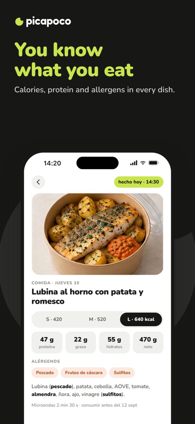 A dish card with allergens and dietary restrictions in the profile