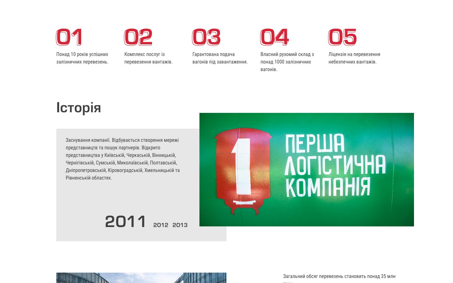Сторінки «Про компанію» і «Партнерство»