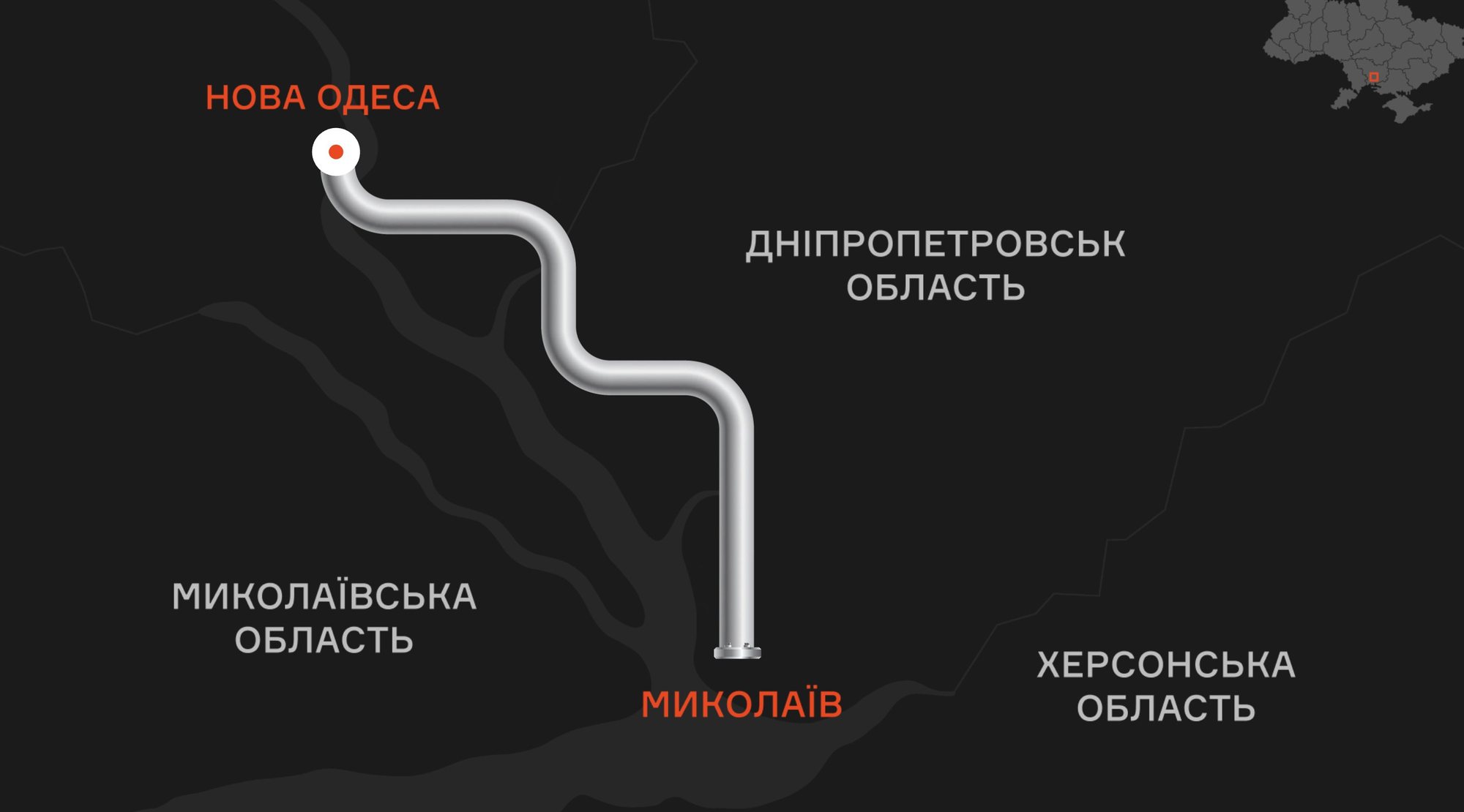 Схема траси водогону на лендингу